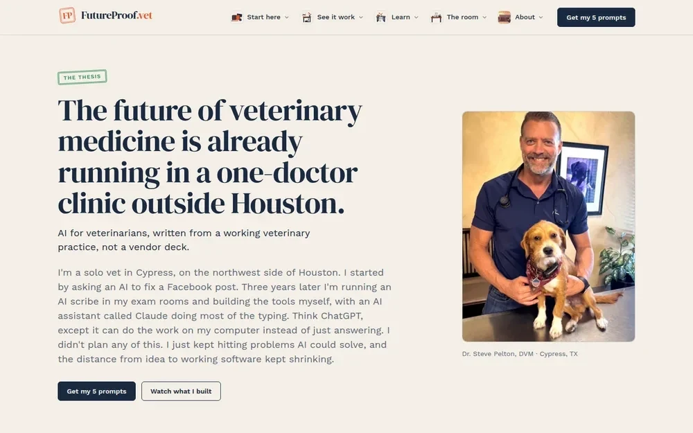 FutureProof.vet: This site. Built, deployed and wired to its own database in a morning.